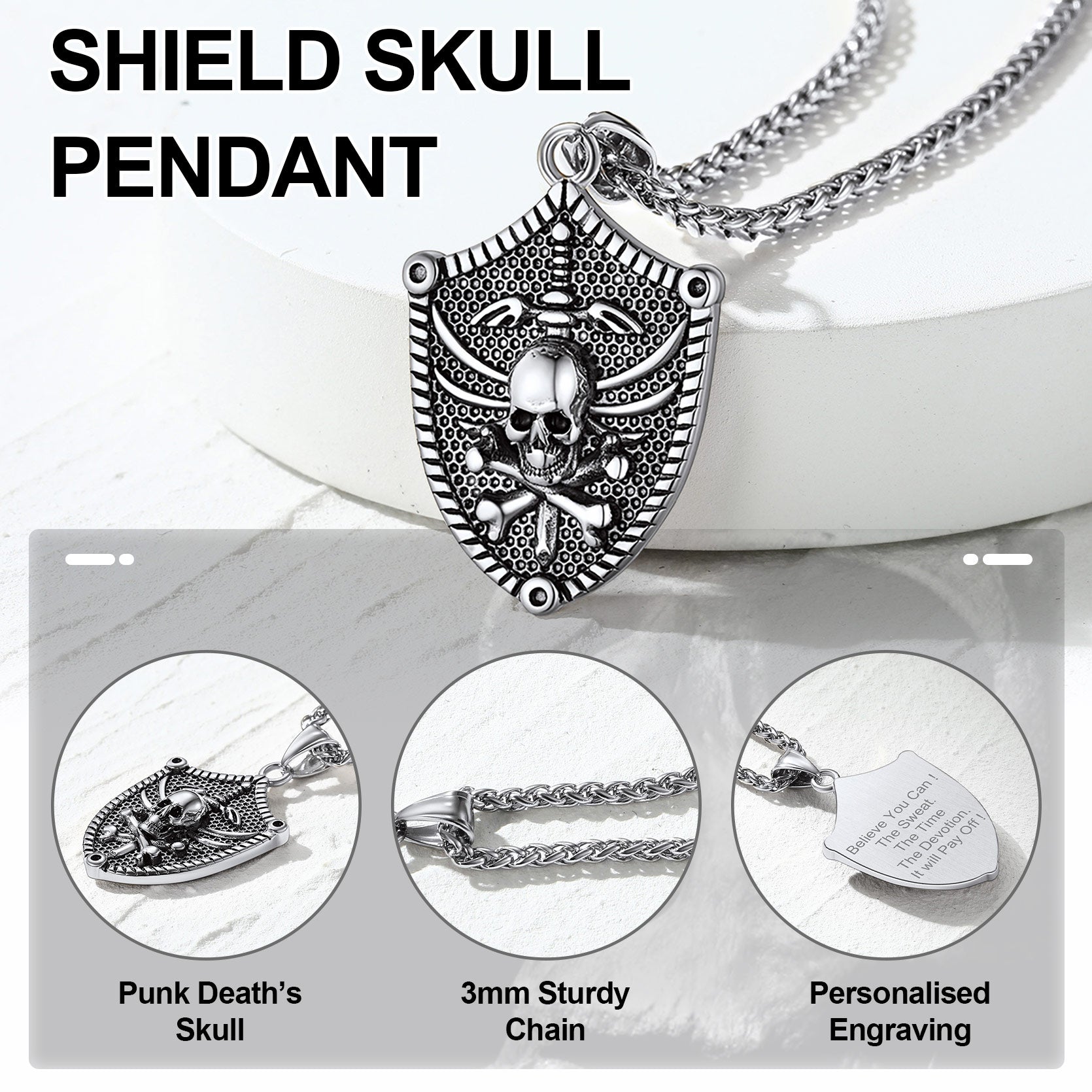 Flash Sale Viking Norse Runes Skull Necklaces for Man Boys