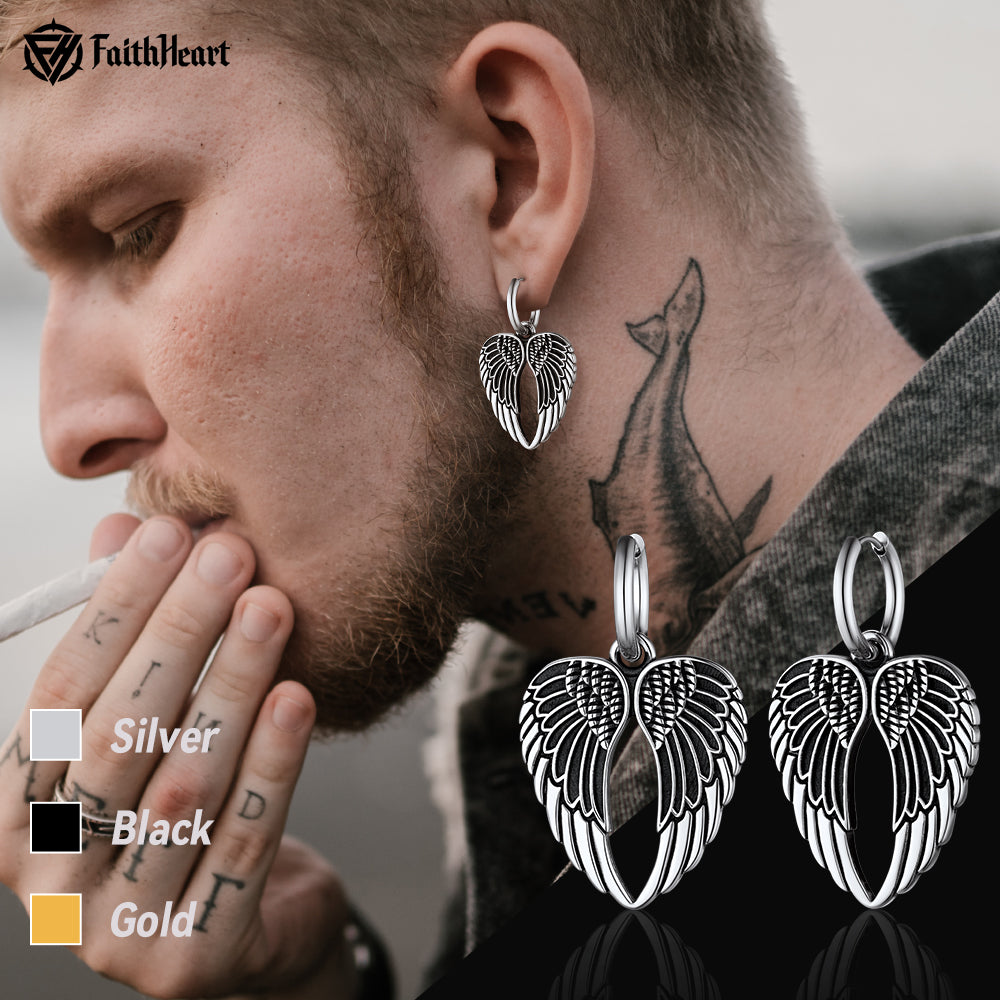 Flash Sale Punk Angel Wing Hoop Dangle Earrings for Women Men