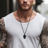 Gothic Skull Necklace with Fissured Skeleton Head for Men