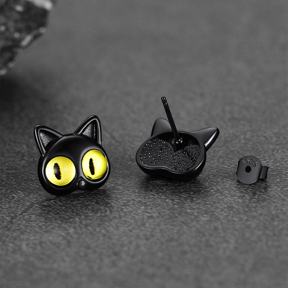 Black Cat Stud Earring For Women Halloween Gift