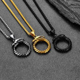 Dragon Circle Pendant Necklace for Men Women