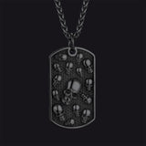 Engraved Multi Skull Dog Tag Necklace for Men