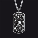 Engraved Multi Skull Dog Tag Necklace for Men
