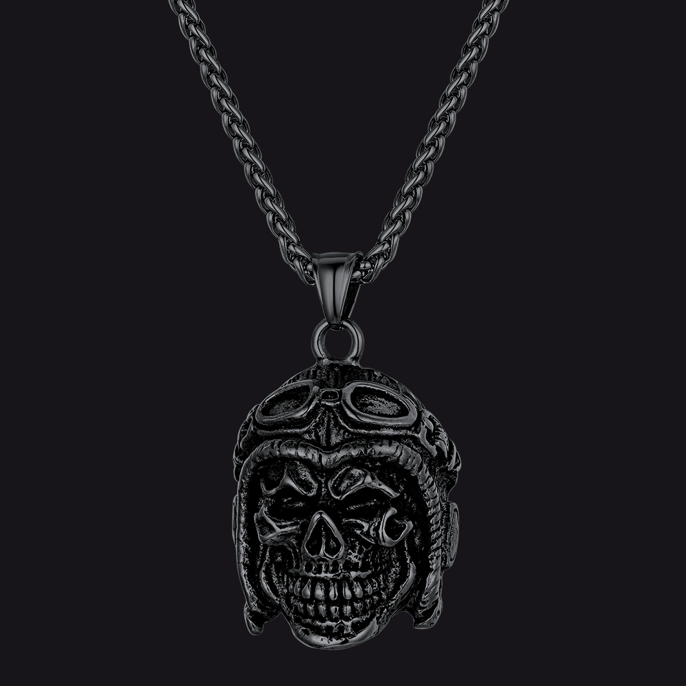 Flying Helmet Skull Antique Necklace for Men