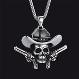 Gothic Cowboy Skull Pendant Necklace for Men