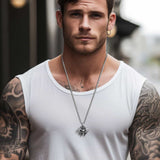 Gothic Cowboy Skull Pendant Necklace for Men