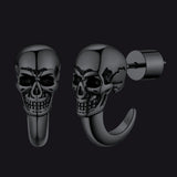 Gothic Skull Huggie Half-Circle Stud Earrings Jewelry for Men Women