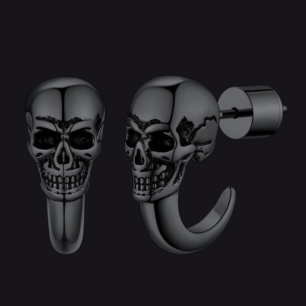 Gothic Skull Huggie Half-Circle Stud Earrings Jewelry for Men Women