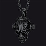 Gothic Earphone Skull Necklace Pendant for Men