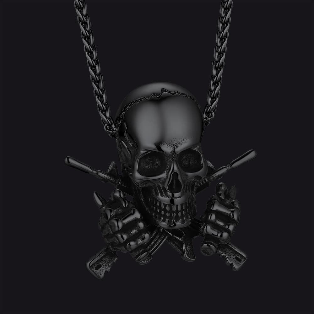 Gothic Soldier Skull Pendant Necklace for Men