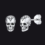 Celtic Triquetra Skull Stud Earrings For Men Women