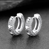 Cubic Zirconia Skull Huggie Hoop Earrings For Men