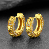 Cubic Zirconia Skull Huggie Hoop Earrings For Men