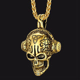 Gothic Earphone Skull Necklace Pendant for Men
