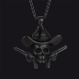 Gothic Cowboy Skull Pendant Necklace for Men