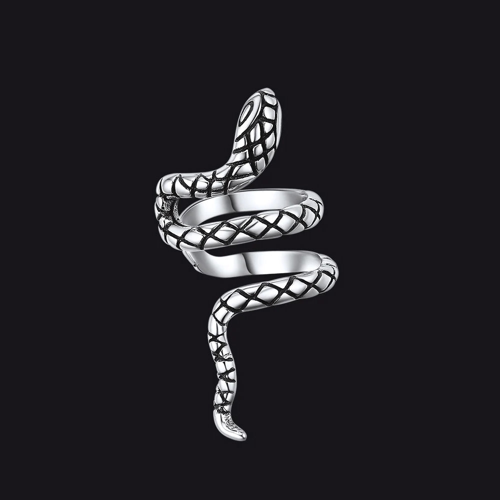 925 Silver Coiled Snake Ear Cuff Earrings