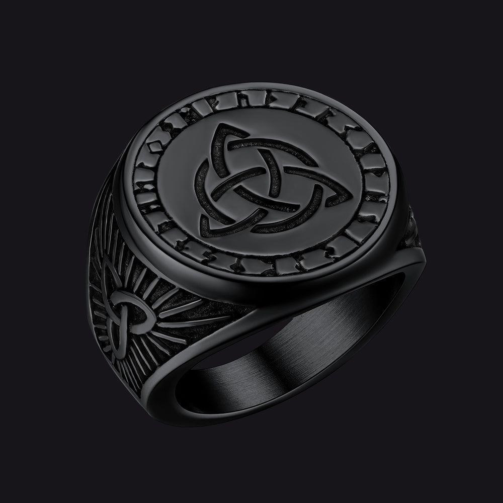 Flash Sale Viking Celtic Trinity Knot Signet Ring for Men