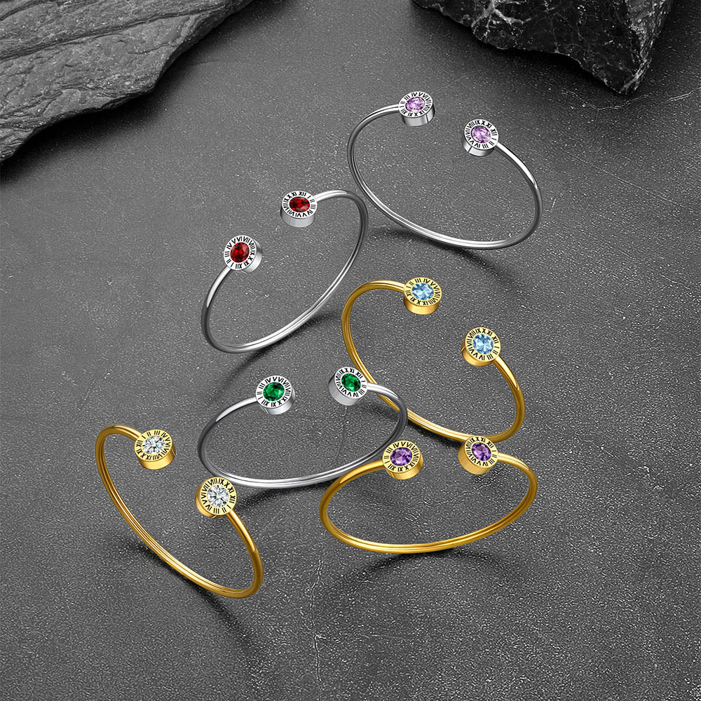 Roman Numerals Birthstone Bracelets for Men Women
