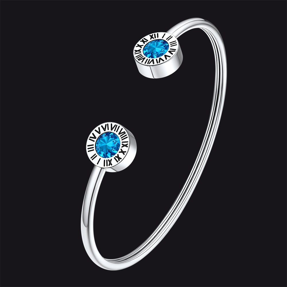 Roman Numerals Birthstone Bracelets for Men Women