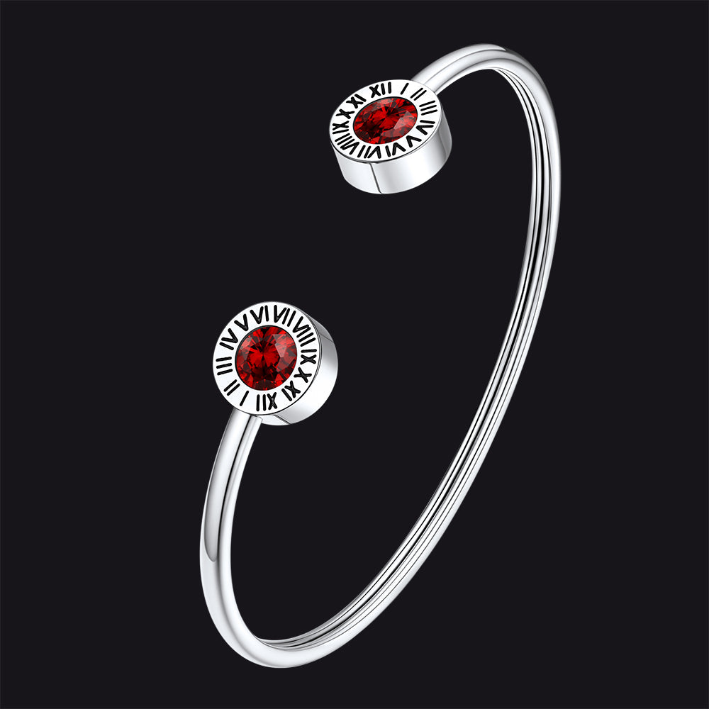 Roman Numerals Birthstone Bracelets for Men Women