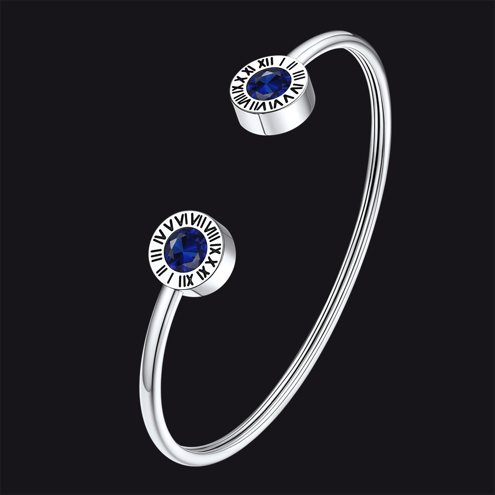 Roman Numerals Birthstone Bracelets for Men Women