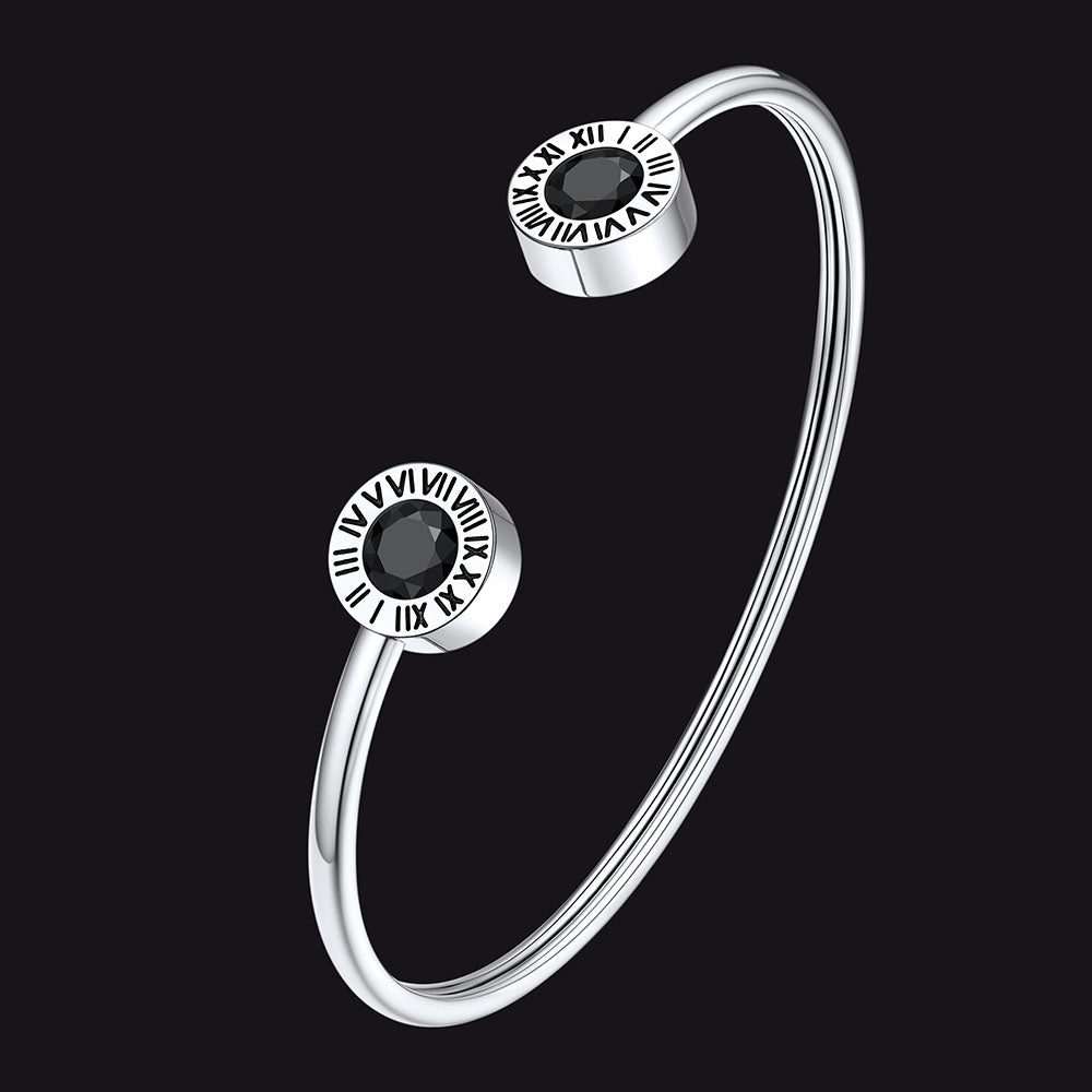 Roman Numerals Birthstone Bracelets for Men Women