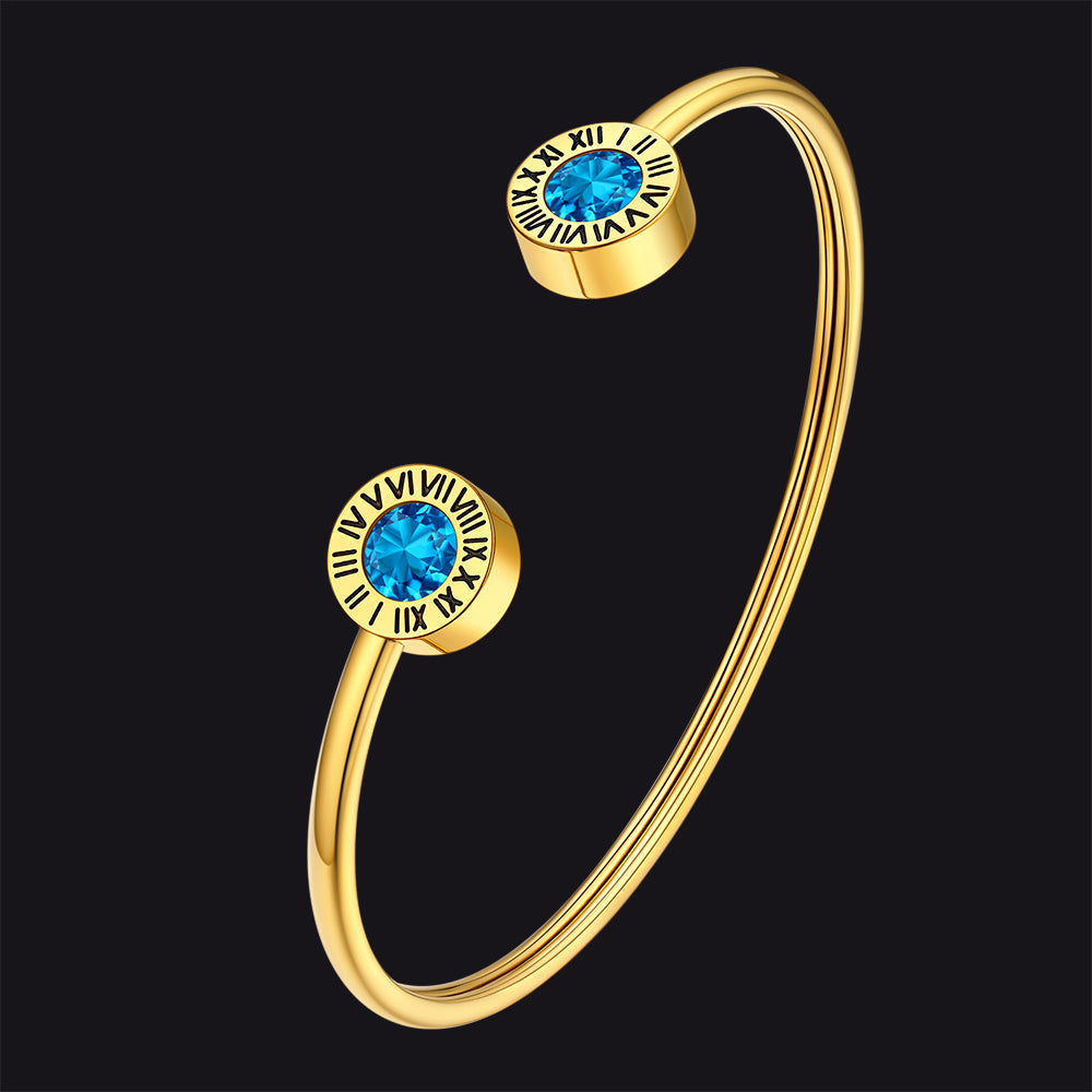 Roman Numerals Birthstone Bracelets for Men Women