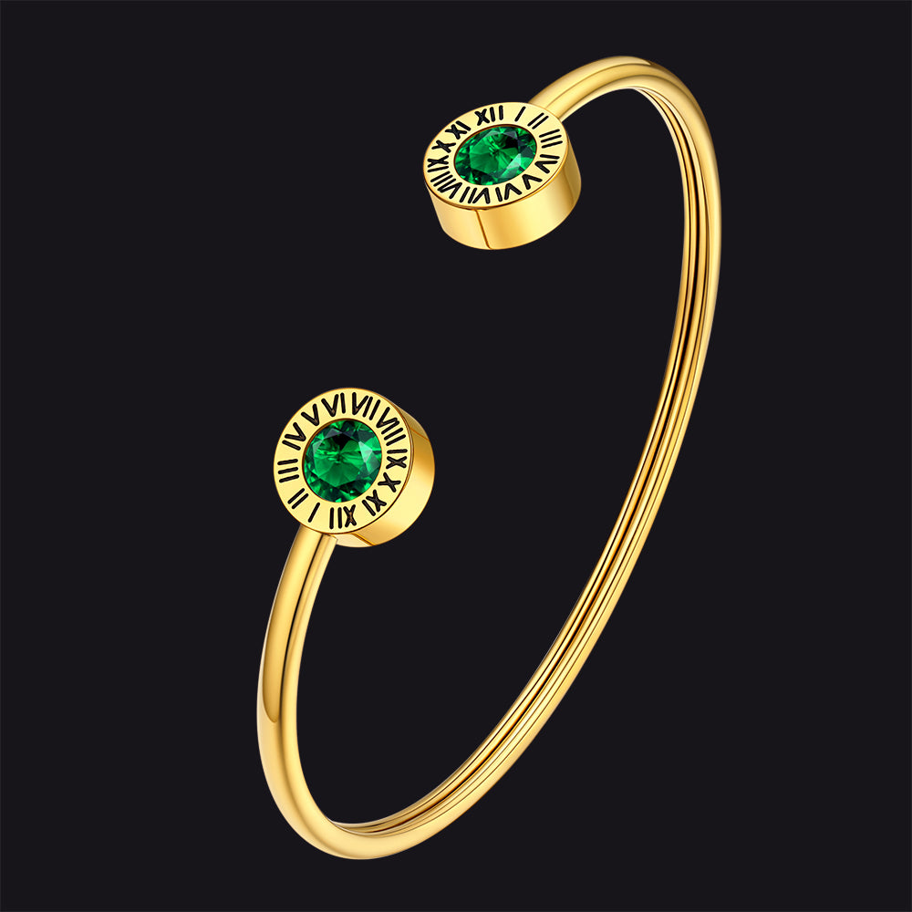 Roman Numerals Birthstone Bracelets for Men Women