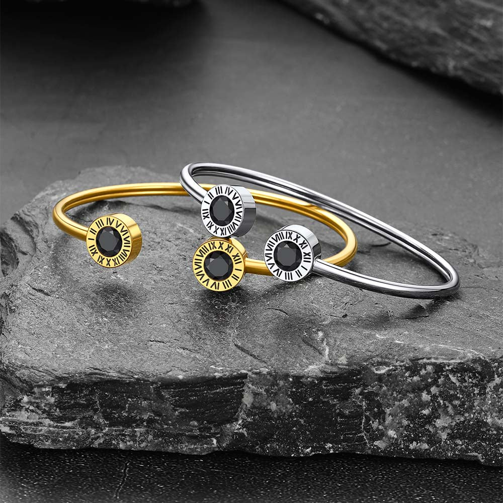 Roman Numerals Birthstone Bracelets for Men Women