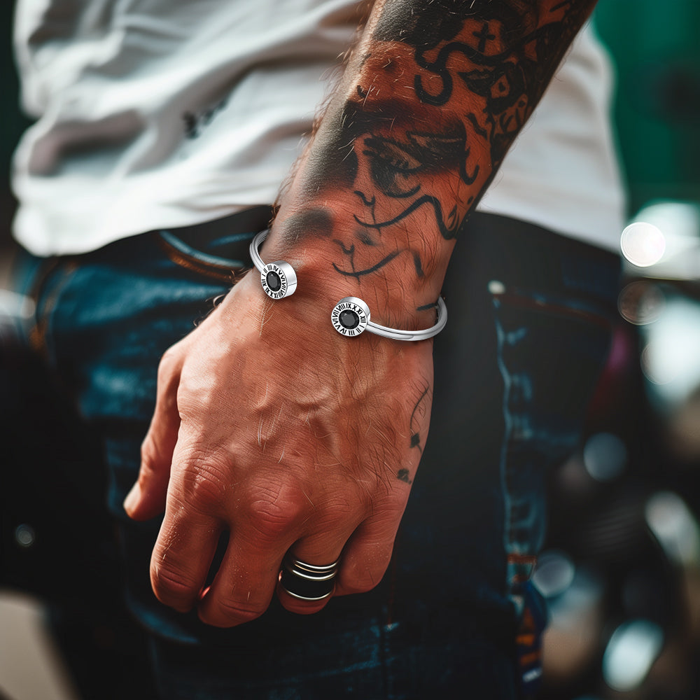 Roman Numerals Birthstone Bracelets for Men Women