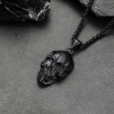 Gothic Skull Necklace with Fissured Skeleton Head for Men