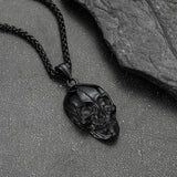 Gothic Skull Necklace with Fissured Skeleton Head for Men