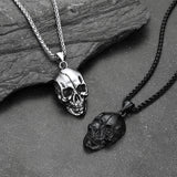Gothic Skull Necklace with Fissured Skeleton Head for Men