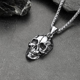 Gothic Skull Necklace with Fissured Skeleton Head for Men