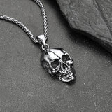 Gothic Skull Necklace with Fissured Skeleton Head for Men