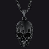 Gothic Skull Necklace with Fissured Skeleton Head for Men