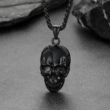 Gothic Skull Necklace with Fissured Skeleton Head for Men