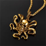 Gothic Octopus Skull Necklace For Men