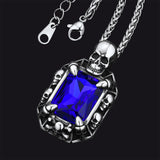 Gothic Skull Dragon Claw Crystal Necklace for Men