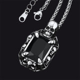 Gothic Skull Dragon Claw Crystal Necklace for Men