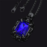 Gothic Skull Dragon Claw Crystal Necklace for Men