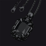Gothic Skull Dragon Claw Crystal Necklace for Men