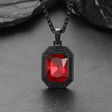 Cubic Zirconia Gemstone Crystal Dog Tag Necklace for Men
