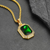 Cubic Zirconia Gemstone Crystal Dog Tag Necklace for Men