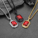 Cubic Zirconia Gemstone Crystal Dog Tag Necklace for Men