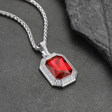Cubic Zirconia Gemstone Crystal Dog Tag Necklace for Men