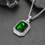 Cubic Zirconia Gemstone Crystal Dog Tag Necklace for Men