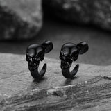 Gothic Skull Huggie Half-Circle Stud Earrings Jewelry for Men Women