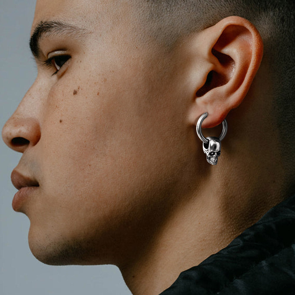 Cool Skull Hoop Dangle Earrings For Men Women