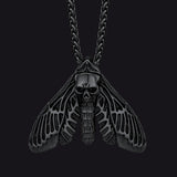 Cool Gothic Skull Moth Necklace for Men Boys